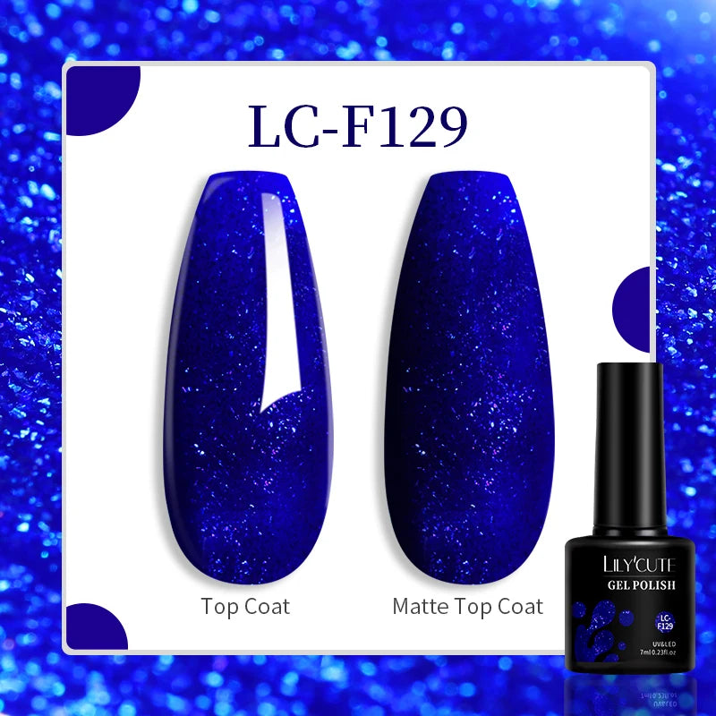 LILYCUTE 129 Colors 7ML Nail Gel Polish Set Soak Off UV LED Semi-Permanent Nail Art Varnishes