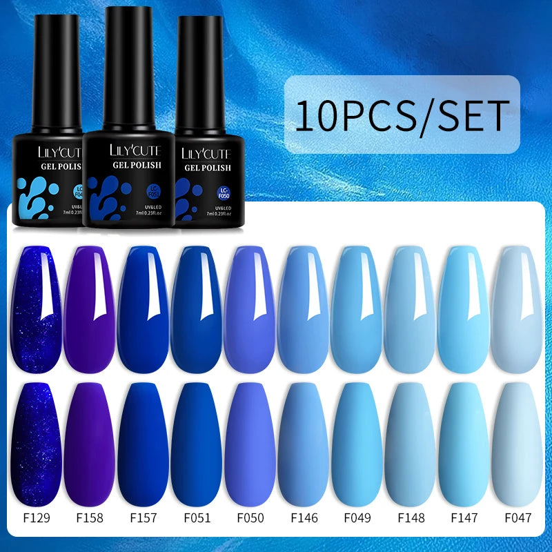 LILYCUTE 10PCS Gel Nail Polish Set, Brown Earth & Coffee Color Series, Semi-Permanent UV LED Soak Off Nail Gel