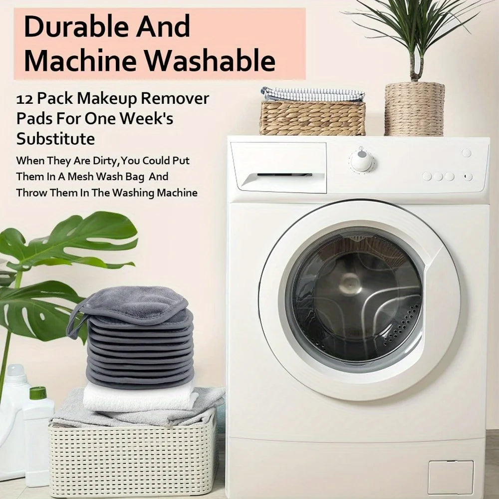 12PCS Reusable Microfiber Makeup Remover Cloths
