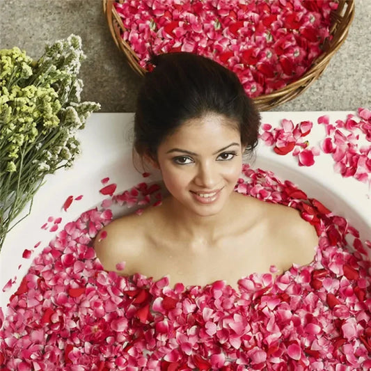 Natural Dried Rose Petals – Luxurious Floral Bath Spa for Whitening & Relaxation, Fragrant Body Massager