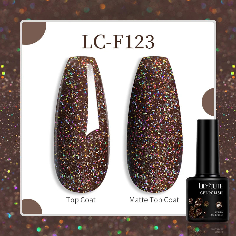 LILYCUTE 129 Colors 7ML Nail Gel Polish Set Soak Off UV LED Semi-Permanent Nail Art Varnishes