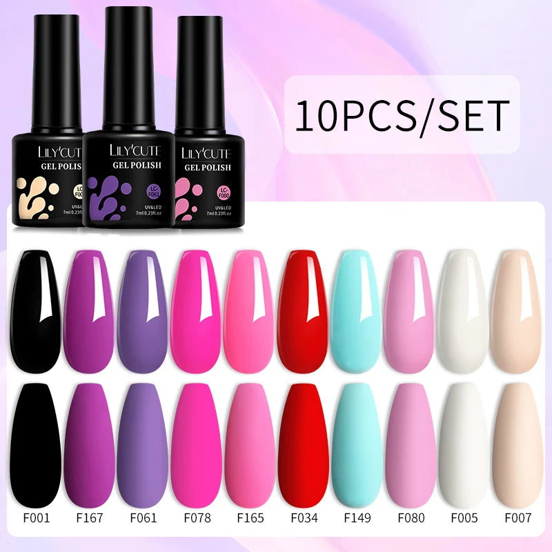LILYCUTE 10PCS Gel Nail Polish Set, Brown Earth & Coffee Color Series, Semi-Permanent UV LED Soak Off Nail Gel