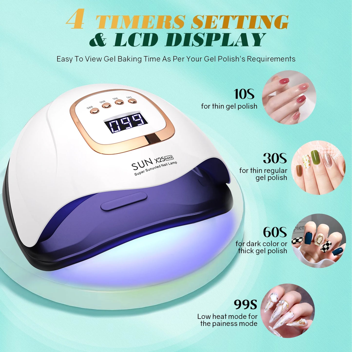 380W UV LED Nail Lamp - Professional Gel Polish Curing for Salon & Home