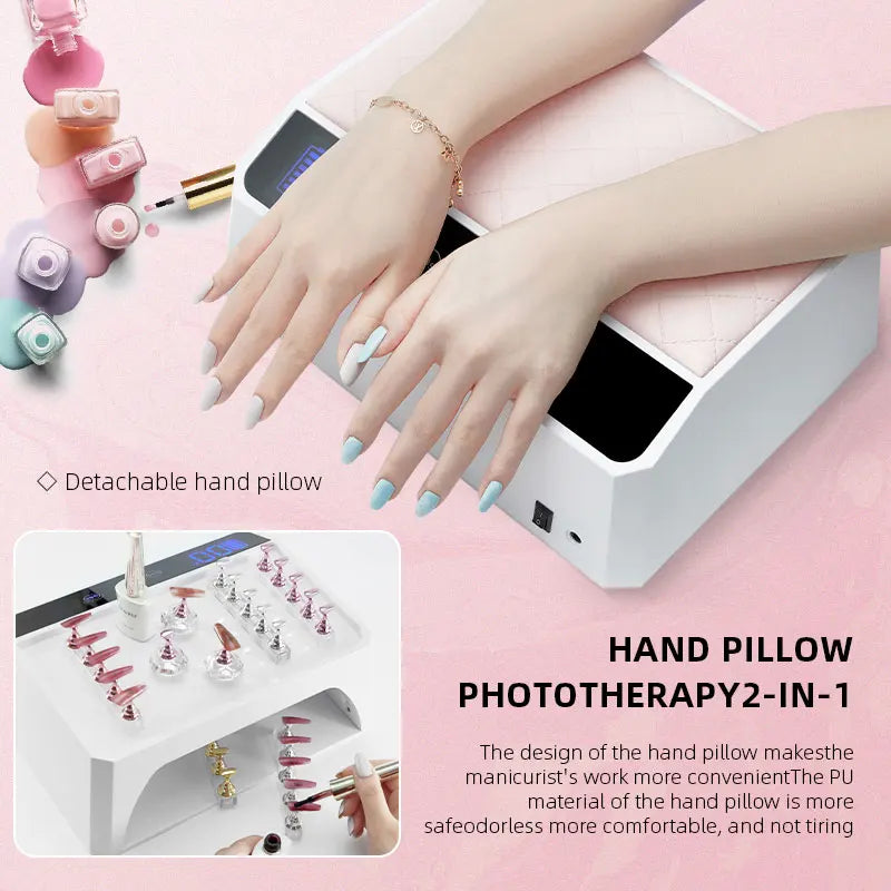 178W UV LED Nail Lamp - Professional Gel Polish Drying Lamp with Detachable Hand Pillow