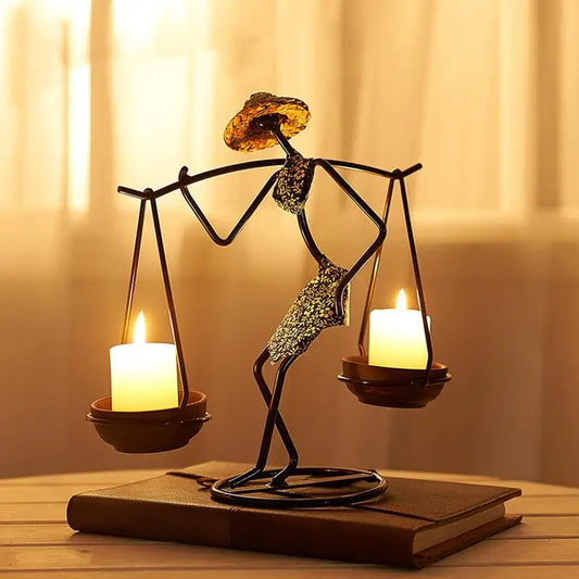 Creative Iron African Metal Candle Holder – Elegant Candlesticks for Weddings, Christmas, and Home Decor