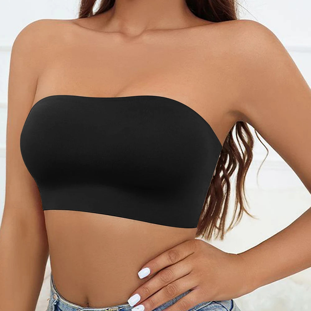 Sexy Seamless Strapless Tube Bra – Ultra-Thin Silicone, Non-Slip, Half Cup Lingerie for Off-Shoulder Dresses
