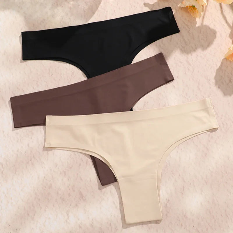 3PCS Seamless Maillard Brazilian Panties – Ultra-Thin Ice Silk G-String for Women