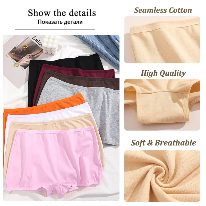 New Women's Cotton Seamless Sports Boxers – Cozy Solid Color Briefs