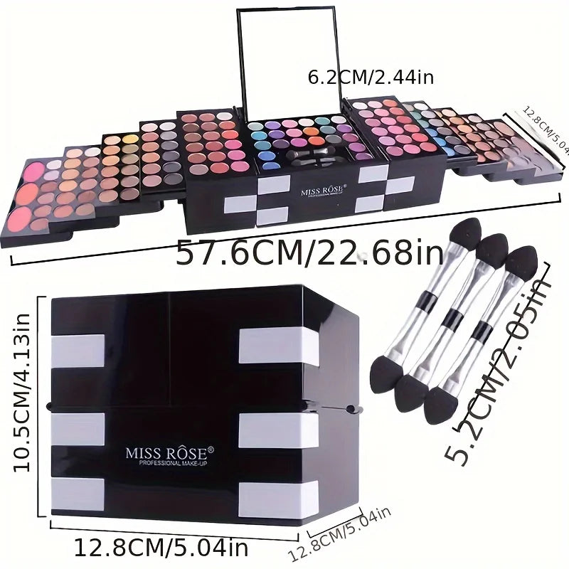 MISS ROSE 142-Color Eyeshadow, 3-Color Blush, 3-Color Eyebrow Powder Makeup Set