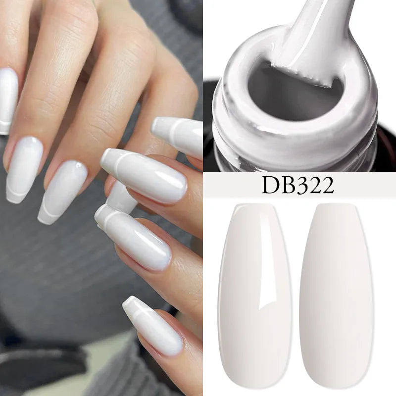 6Pcs Gray Gel Nail Polish Set - Moonlight Colors with Glitter, Semi-Permanent Varnish, Soak-Off UV Gel Manicure Base & Top Coat