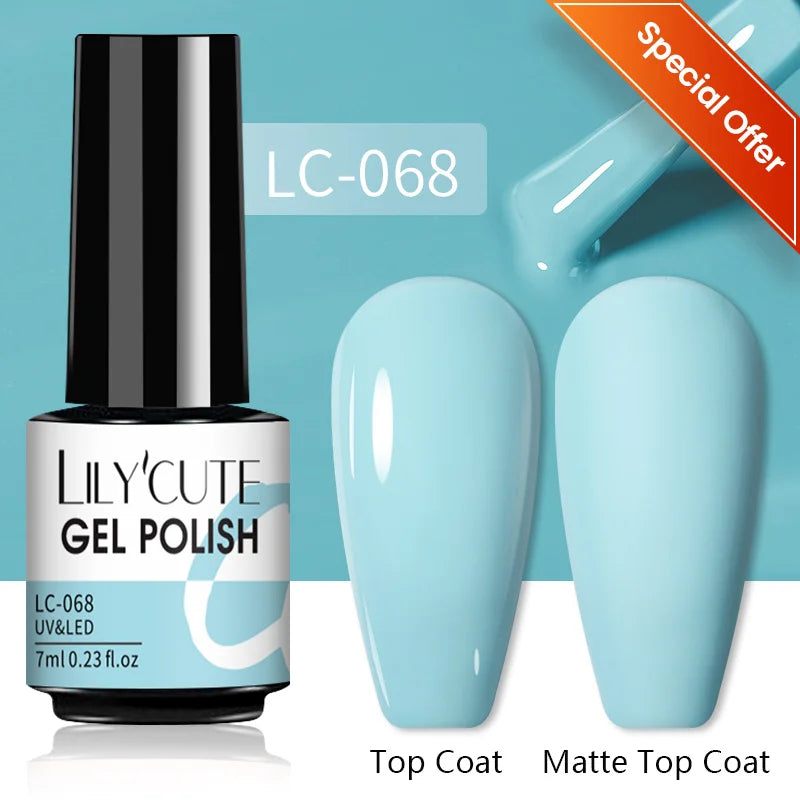 LILYCUTE 129 Colors 7ML Nail Gel Polish Set Soak Off UV LED Semi-Permanent Nail Art Varnishes