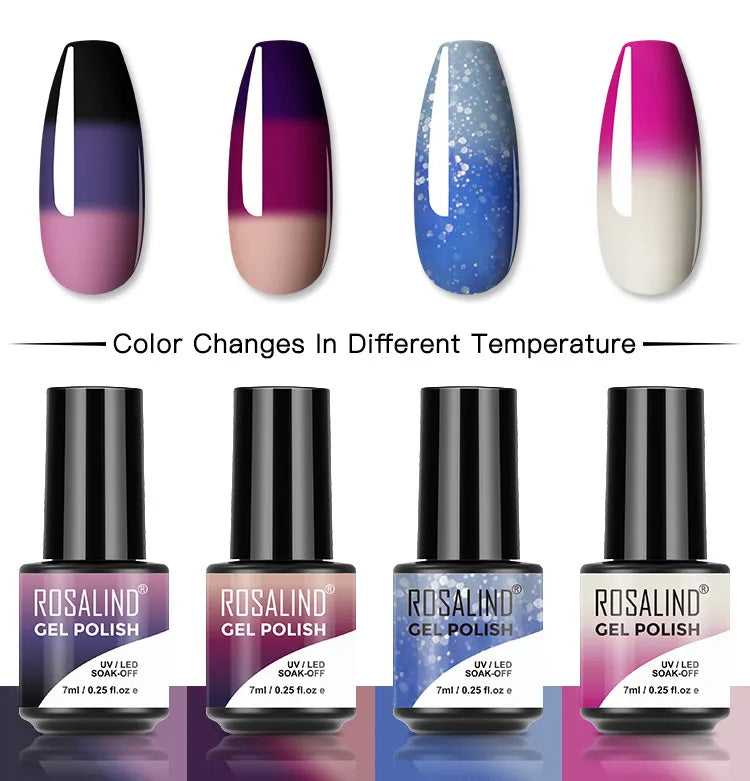ROSALIND 6PCS Nail Gel Polish Set for Manicure & Nail Art Design, Soak Off Semi-Permanent UV Hybrid Varnish