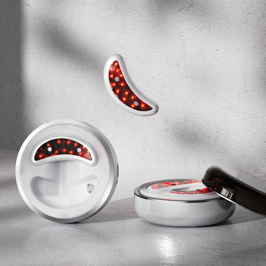 LED Red Light Eye Care Therapy EMS Massager with Gel Patch for Under Eye Wrinkle Treatment