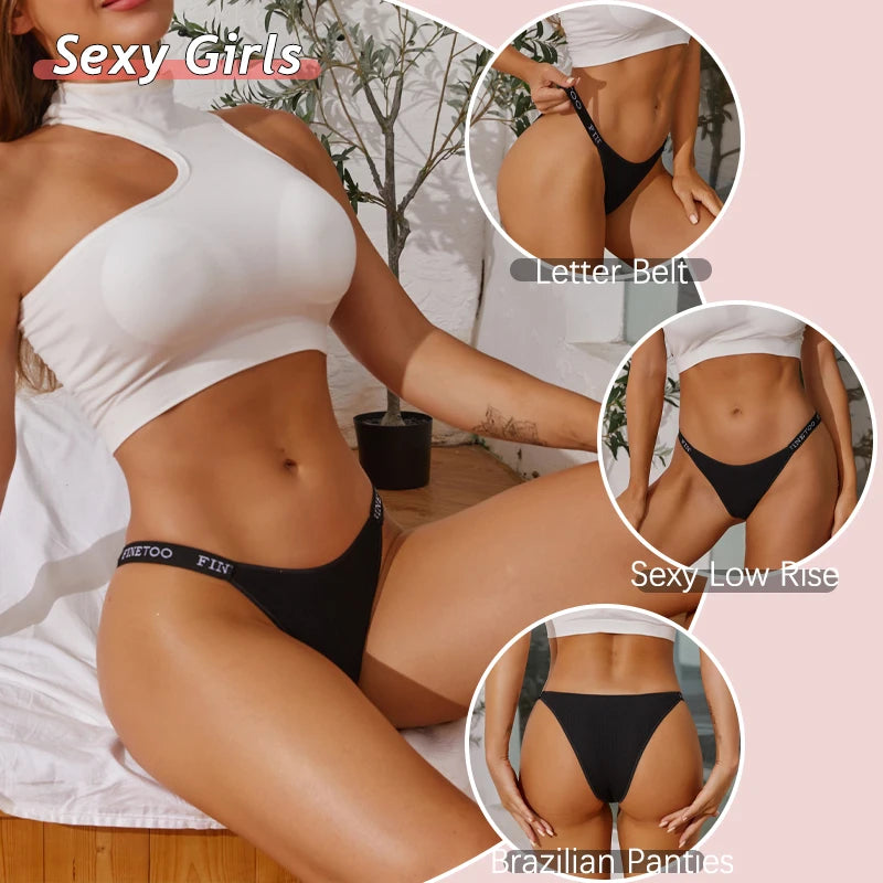 3PCS Cotton Brazilian Panties Set – Sexy Low-Waist Bikini Underwear for Women