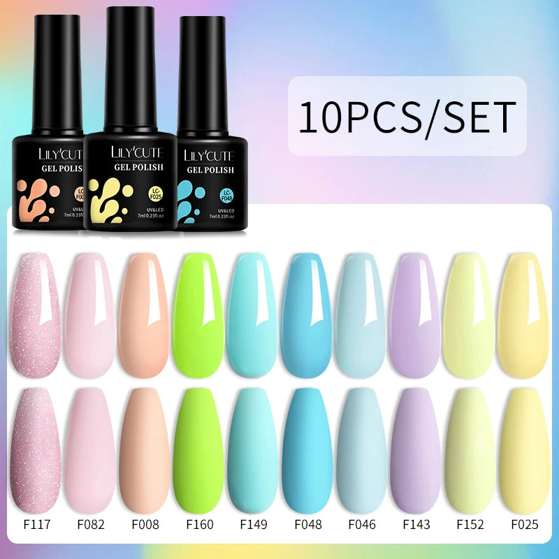LILYCUTE 10PCS Gel Nail Polish Set, Brown Earth & Coffee Color Series, Semi-Permanent UV LED Soak Off Nail Gel