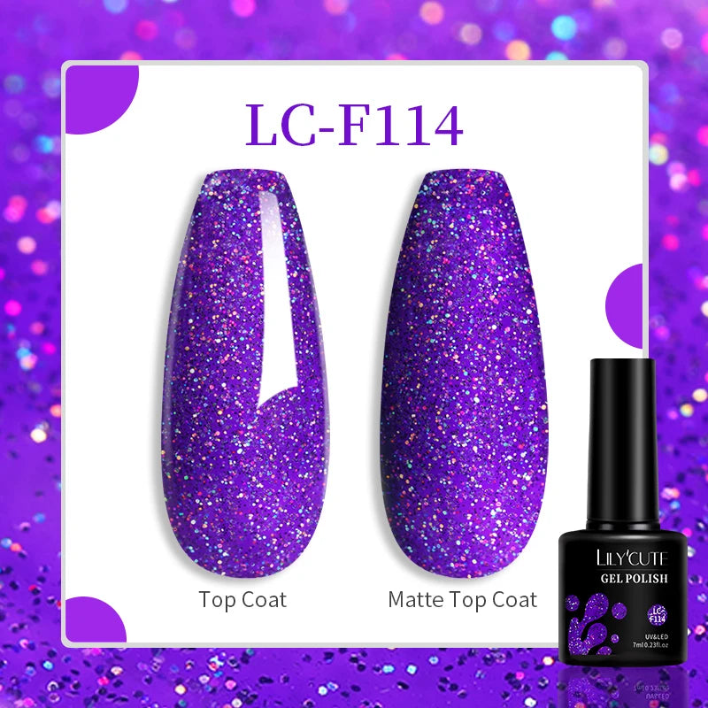 LILYCUTE 129 Colors 7ML Nail Gel Polish Set Soak Off UV LED Semi-Permanent Nail Art Varnishes
