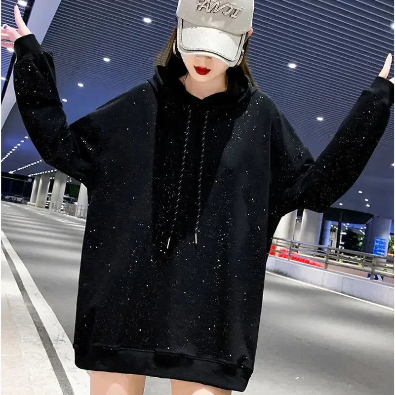 Rhinestone Sequin Oversized Hoodie