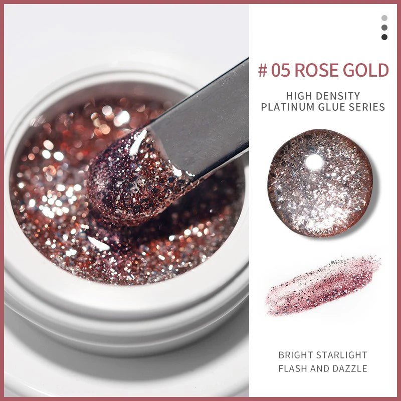 Metallic Gold Mirror Effect Gel Nail Polish - French Art & Glitter UV Gel