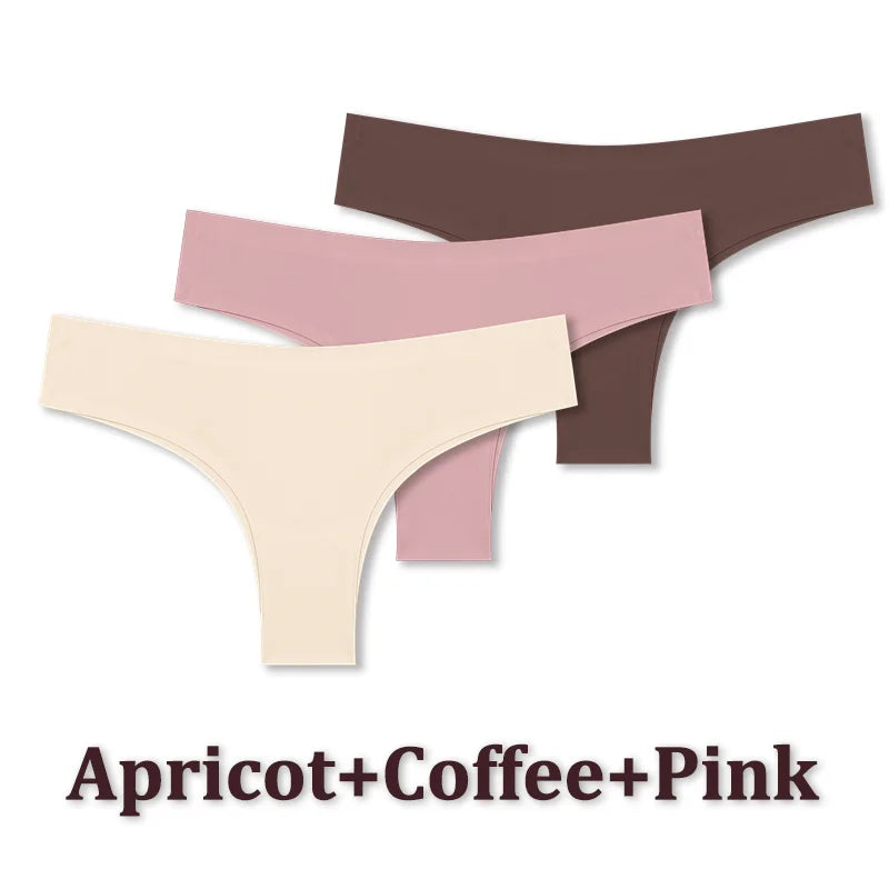 3PCS Seamless Maillard Brazilian Panties – Ultra-Thin Ice Silk G-String for Women