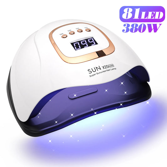 380W UV LED Nail Lamp - Professional Gel Polish Curing for Salon & Home