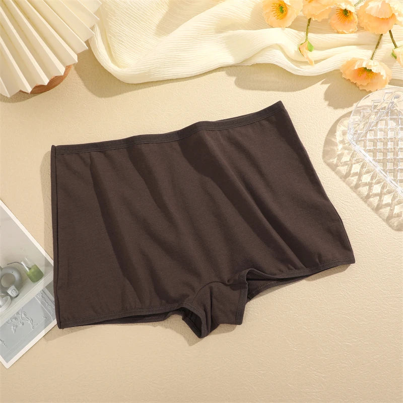 New Women's Cotton Seamless Sports Boxers – Cozy Solid Color Briefs