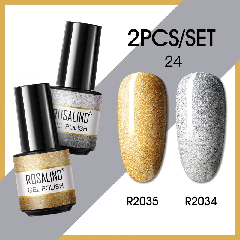 ROSALIND 6PCS Nail Gel Polish Set for Manicure & Nail Art Design, Soak Off Semi-Permanent UV Hybrid Varnish