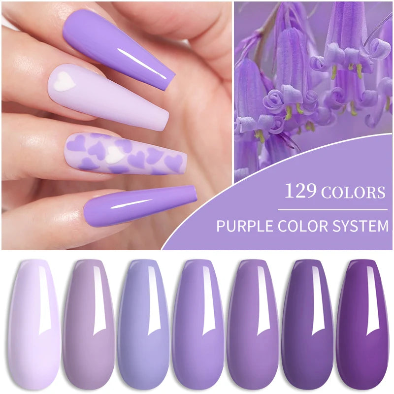 LILYCUTE 129 Colors 7ML Nail Gel Polish Set Soak Off UV LED Semi-Permanent Nail Art Varnishes