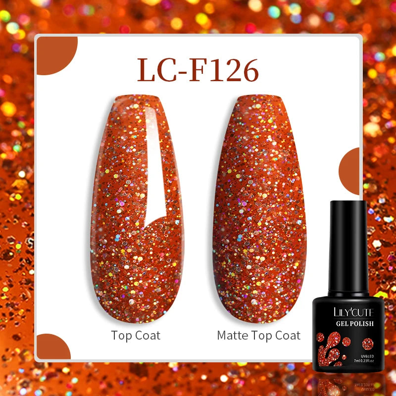 LILYCUTE 129 Colors 7ML Nail Gel Polish Set Soak Off UV LED Semi-Permanent Nail Art Varnishes