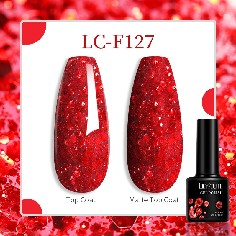 LILYCUTE 129 Colors 7ML Nail Gel Polish Set Soak Off UV LED Semi-Permanent Nail Art Varnishes