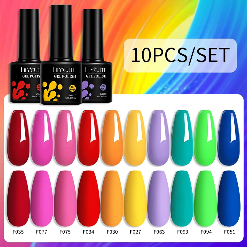 LILYCUTE 10PCS Gel Nail Polish Set, Brown Earth & Coffee Color Series, Semi-Permanent UV LED Soak Off Nail Gel
