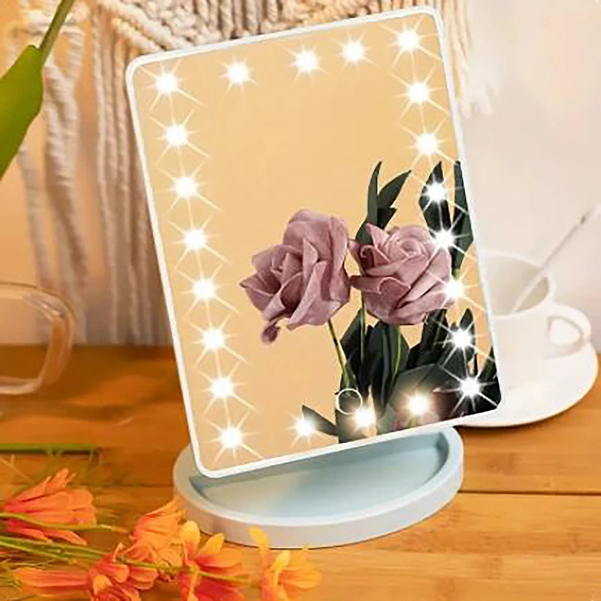 360° Rotating LED Makeup Mirror – Stylish & Functional!