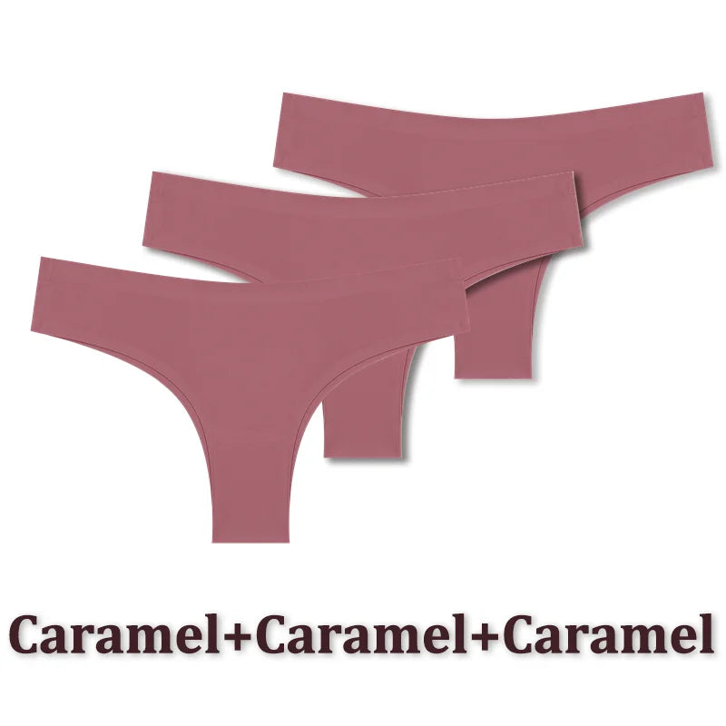 3PCS Seamless Maillard Brazilian Panties – Ultra-Thin Ice Silk G-String for Women