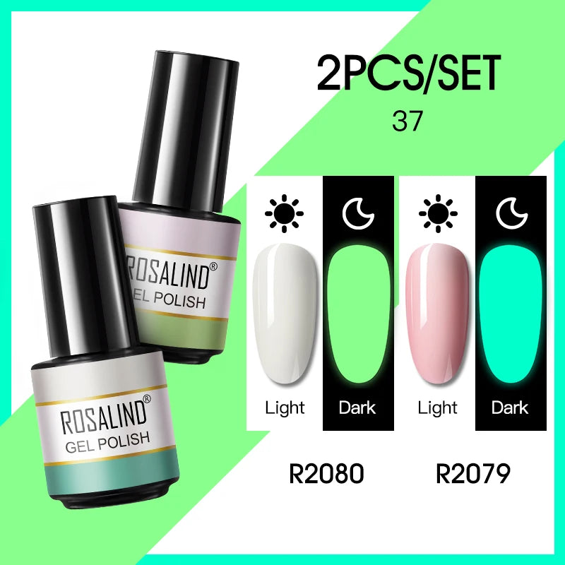 ROSALIND 6PCS Nail Gel Polish Set for Manicure & Nail Art Design, Soak Off Semi-Permanent UV Hybrid Varnish