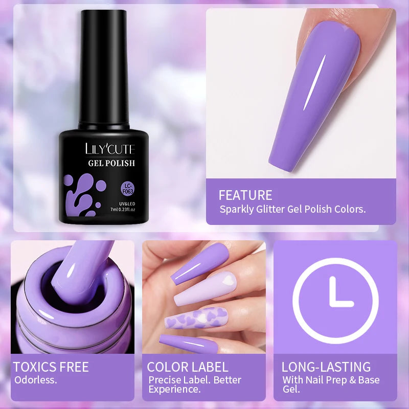 LILYCUTE 129 Colors 7ML Nail Gel Polish Set Soak Off UV LED Semi-Permanent Nail Art Varnishes
