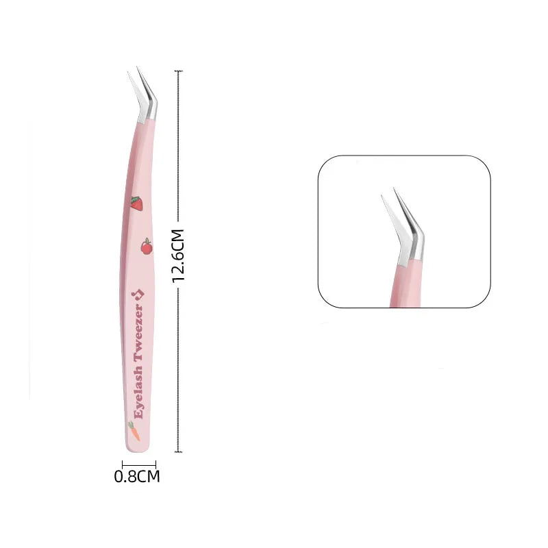 6-Piece Stainless Steel False Eyelash Tweezers Set – Anti-Static, Curved & Straight Tools for 3D Lash Extensions