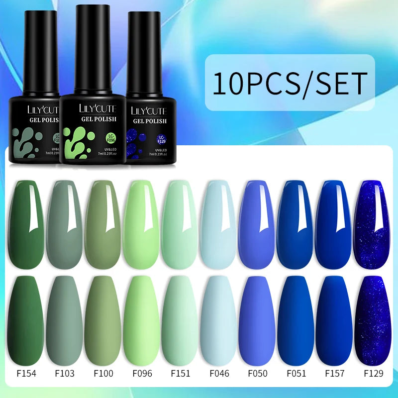 LILYCUTE 10PCS Gel Nail Polish Set, Brown Earth & Coffee Color Series, Semi-Permanent UV LED Soak Off Nail Gel