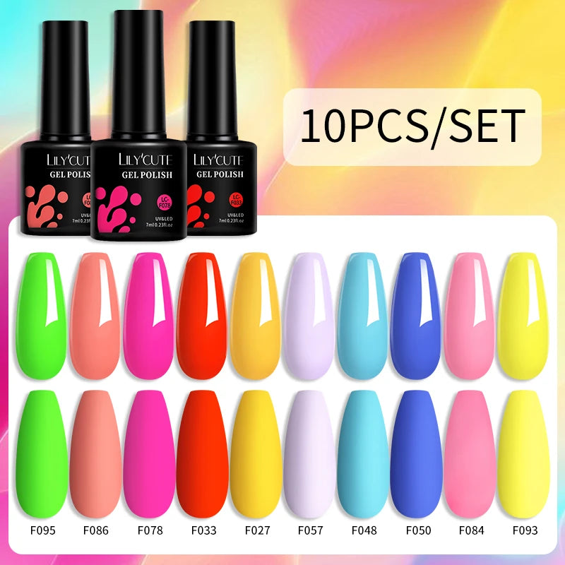 LILYCUTE 10PCS Gel Nail Polish Set, Brown Earth & Coffee Color Series, Semi-Permanent UV LED Soak Off Nail Gel