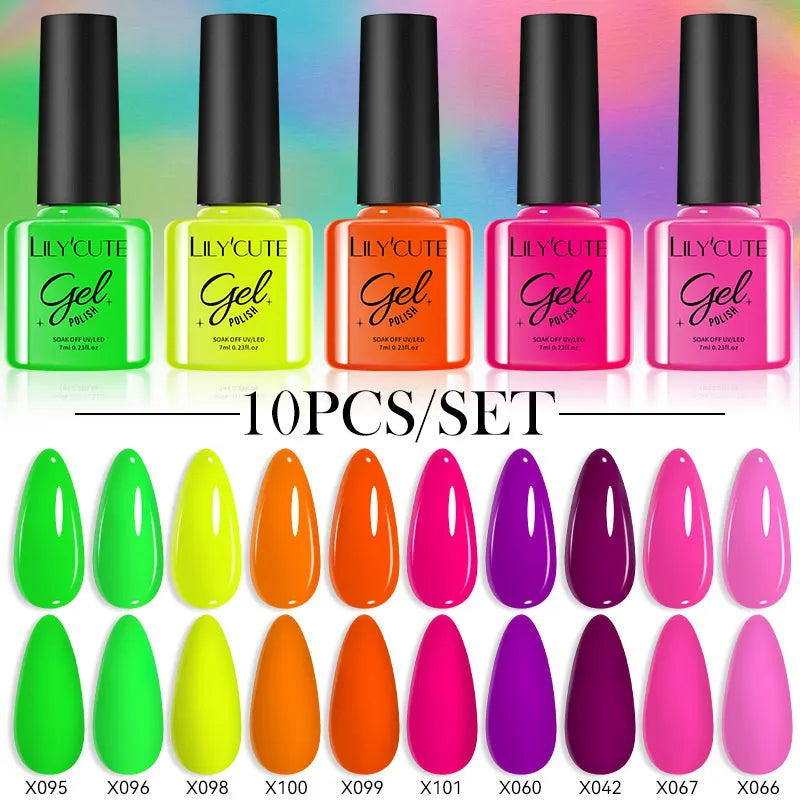 LILYCUTE 10PCS Gel Nail Polish Set, Brown Earth & Coffee Color Series, Semi-Permanent UV LED Soak Off Nail Gel