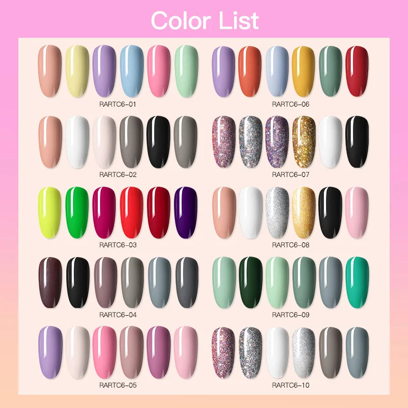 ROSALIND 6PCS Nail Gel Polish Set for Manicure & Nail Art Design, Soak Off Semi-Permanent UV Hybrid Varnish
