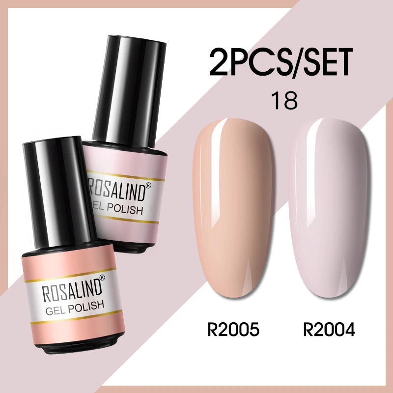 ROSALIND 6PCS Nail Gel Polish Set for Manicure & Nail Art Design, Soak Off Semi-Permanent UV Hybrid Varnish