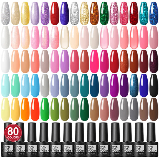 COSCELIA 30/40/80 Colors Gel Nail Polish Set Nail Art Gel Cured U V LED Lamp Manicure Kit Nail Supplies for Nails Beginner