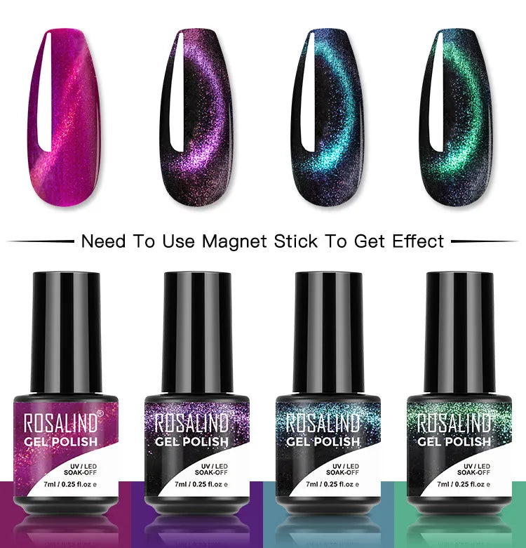 ROSALIND 6PCS Nail Gel Polish Set for Manicure & Nail Art Design, Soak Off Semi-Permanent UV Hybrid Varnish