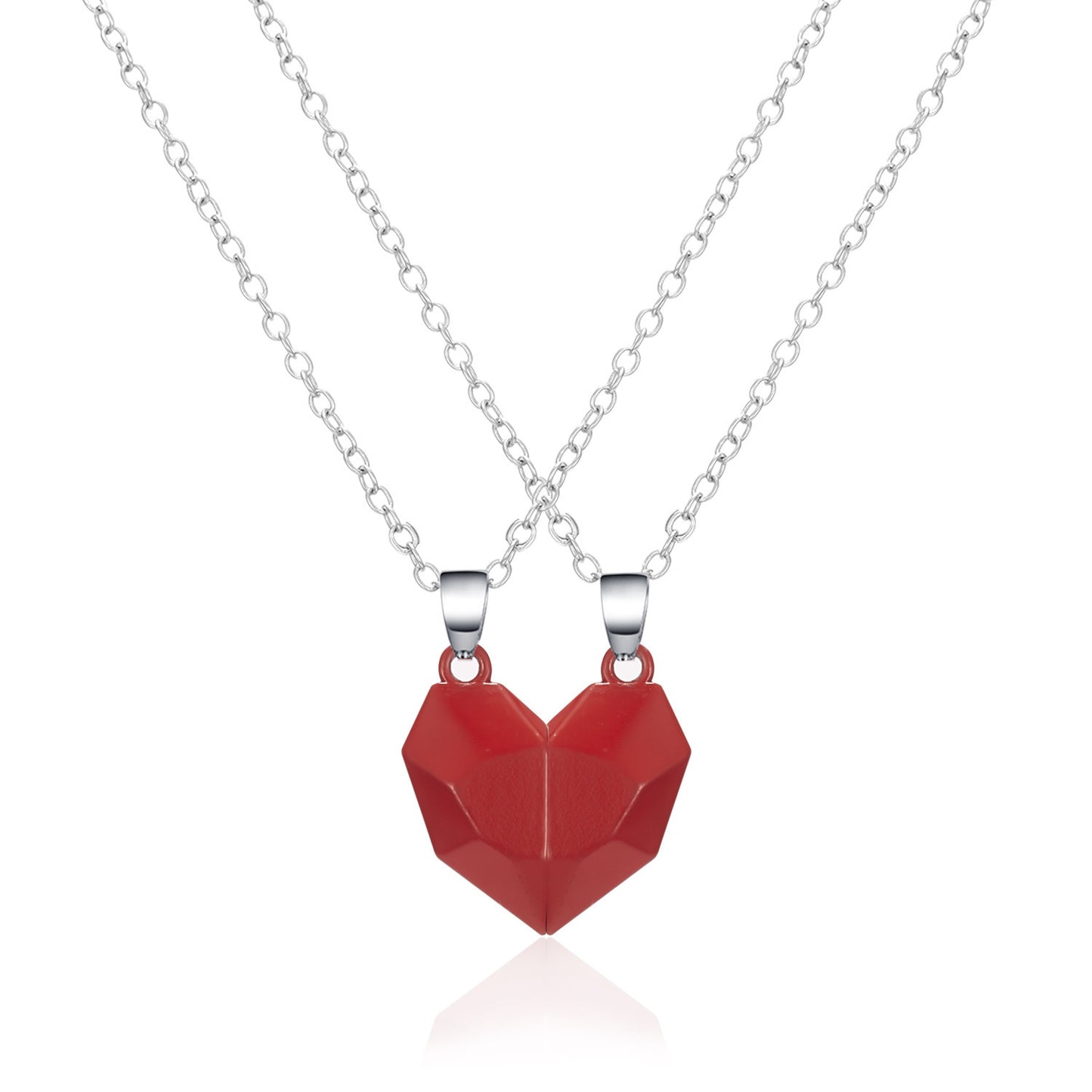 Minimalist Magnetic Heart Pendant Necklace Set