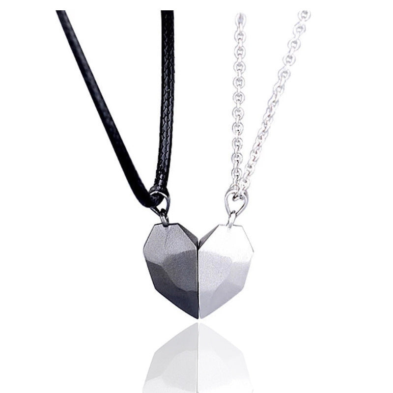 Minimalist Magnetic Heart Pendant Necklace Set