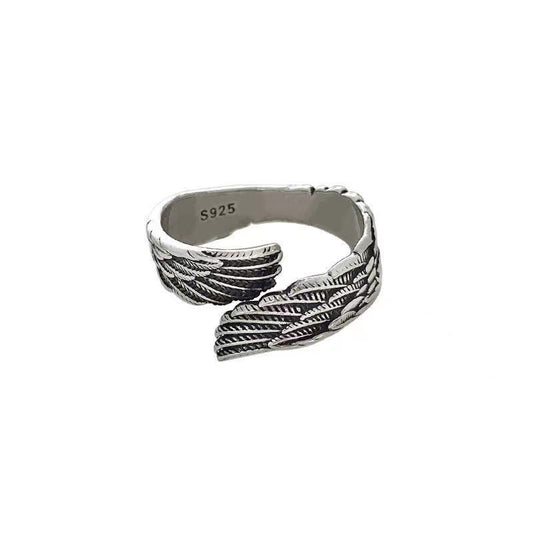 Love Couple Silver Ring with Angel Wings