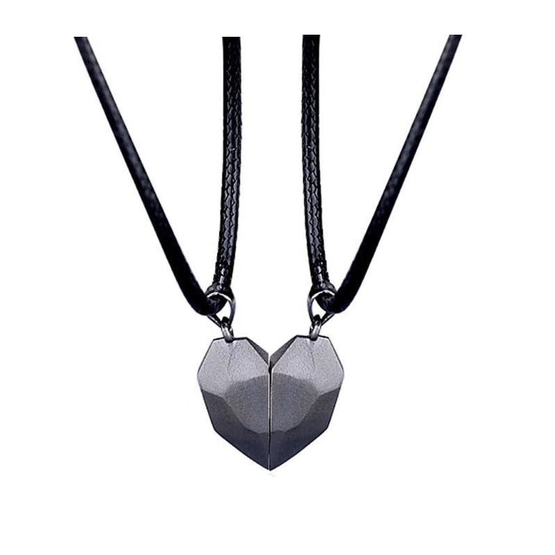 Minimalist Magnetic Heart Pendant Necklace Set
