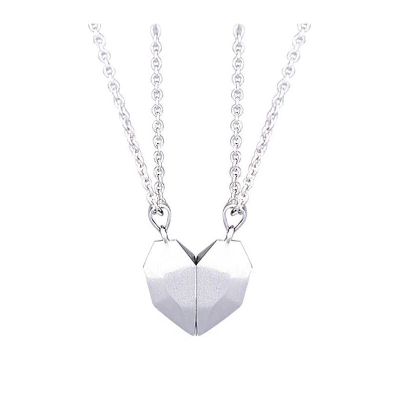 Minimalist Magnetic Heart Pendant Necklace Set