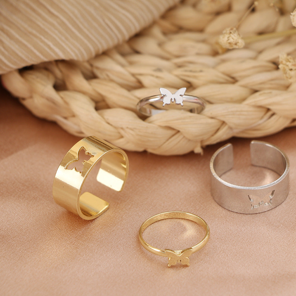 Butterfly Ring Set – Elegant & Edgy Punk Style