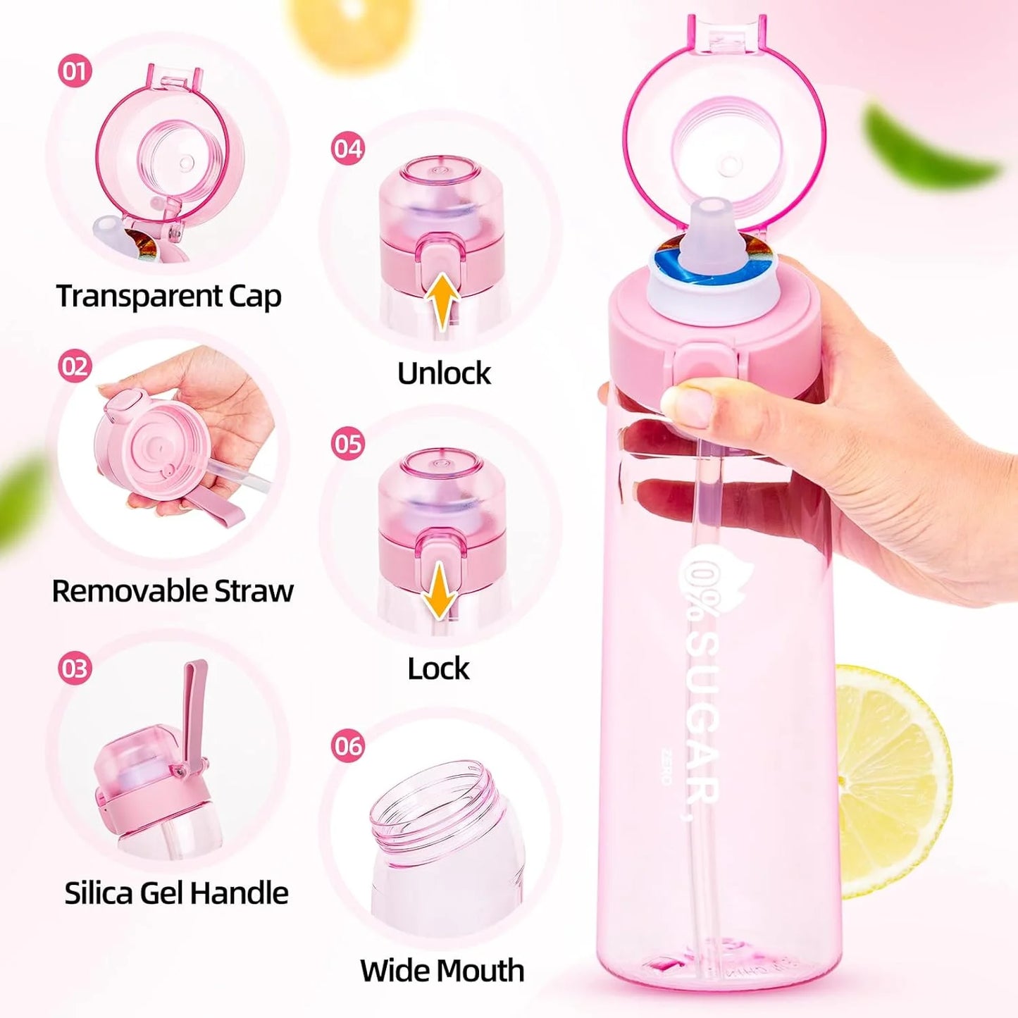 Sport Water Bottles With 7 Different Flavored Pods
