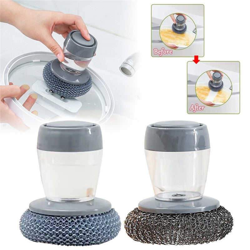 Soap Dispensing Palm Brush – Effortless Kitchen Cleaning!